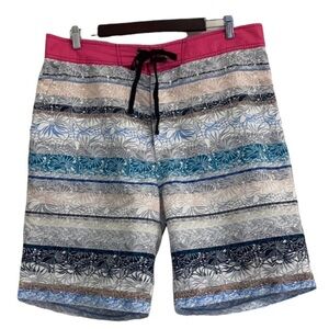 Robert Graham Swim Trunks Mens 38 x 9 Floral Board Shorts Classic Fit Pink Blue
